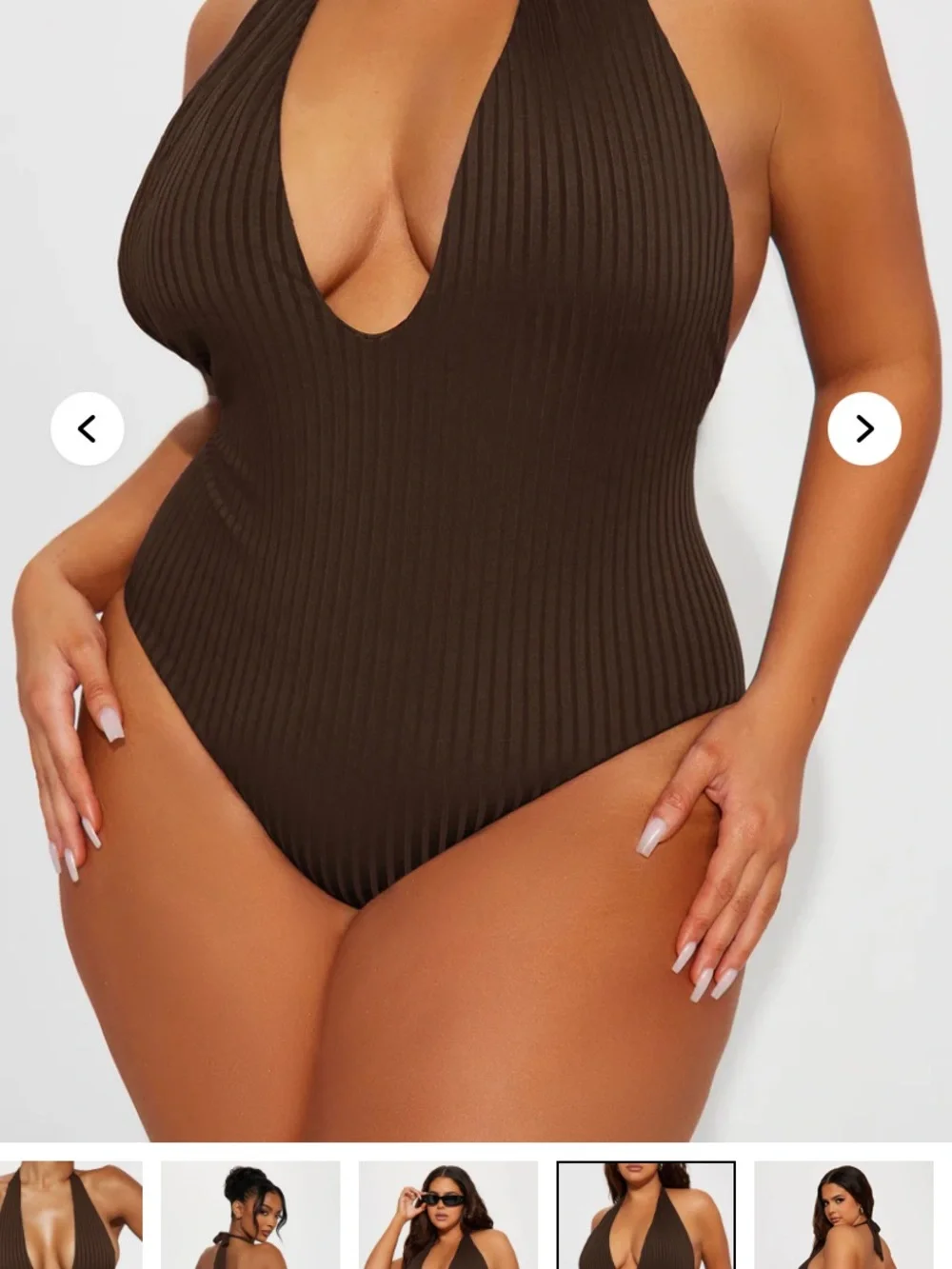 🪅5 for $25🪅 Fashion Nova Chocolate Andrea Halter One-Piece Swimsuit NWT - Sz XL
